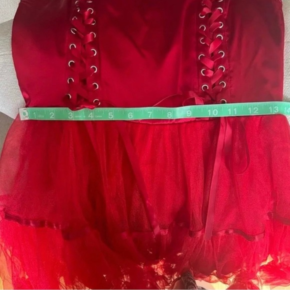 Dolls Kill Cherry Ooh La La Lace Up Mini Dress - Picture 4 of 6